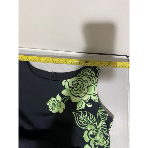 Maya Brooke Womens Size 8 Floral Print Dress Navy & Green Polyester/Spandex - Picture 12 of 12